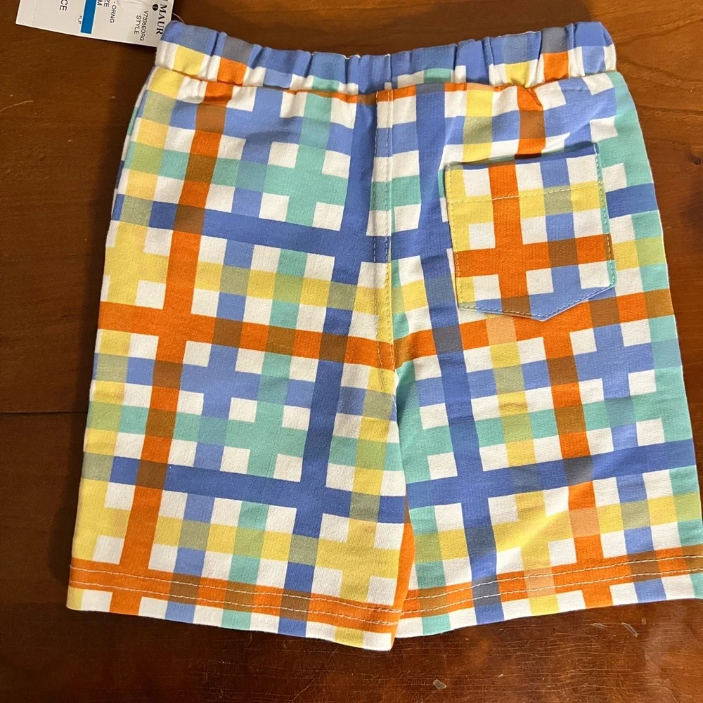 Minibamba 2 pc boys size 24 month shorts & orange shirt with ice cream truck NWT